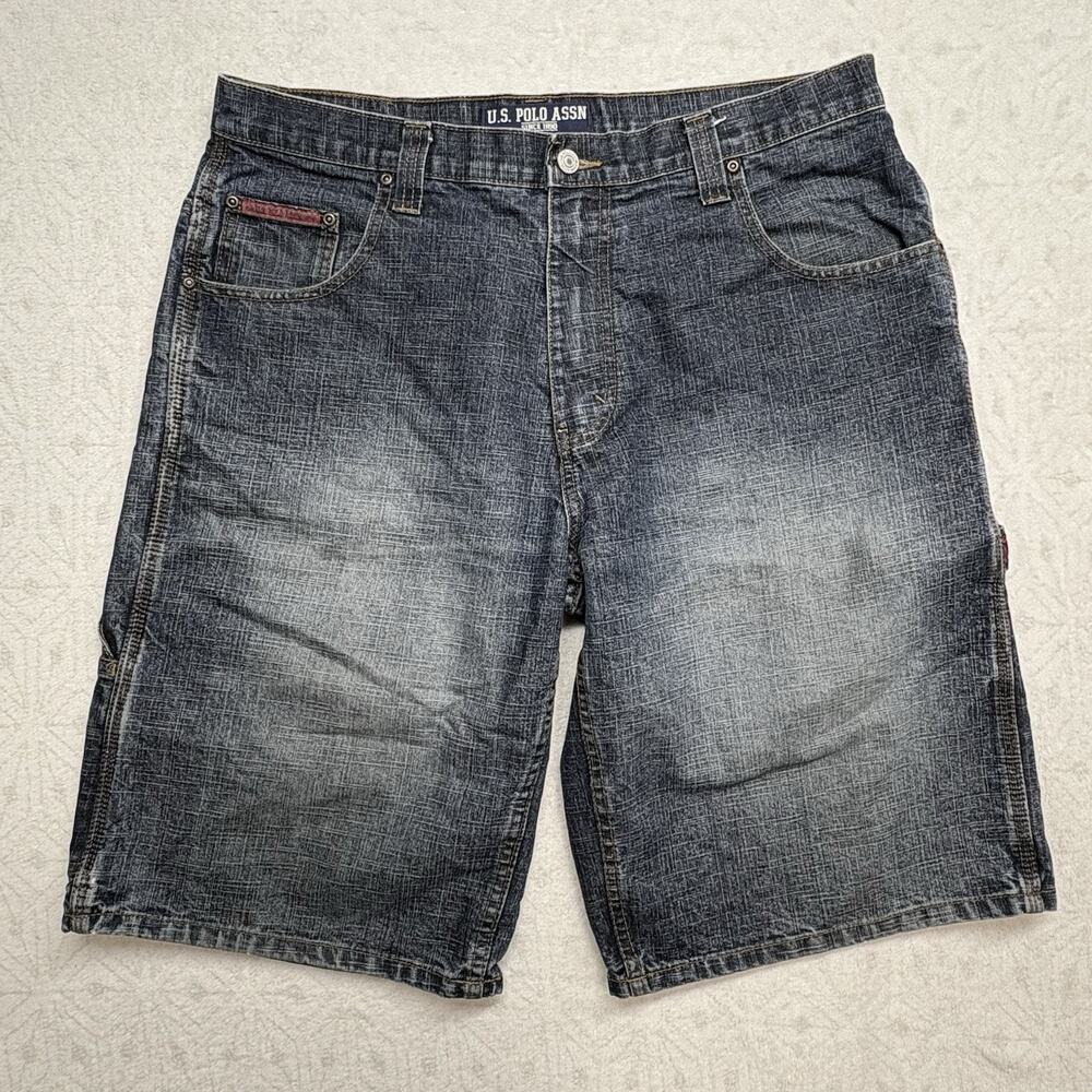 Vintage Y2K Baggy Jean Shorts Jorts US Polo Assn Carpenter Size 36 Skater Grunge